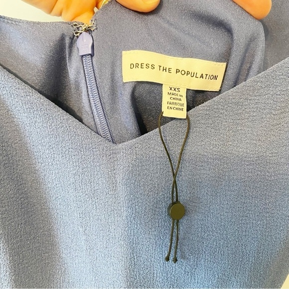 NWTs Dress The Population | Alondra Blouson Sheath Dress Blue Jay Size XXS - Picture 5 of 12